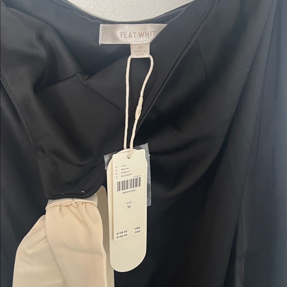 Anthropologie Black and Cream Mini Halter Tie Dress - Picture 9 of 11